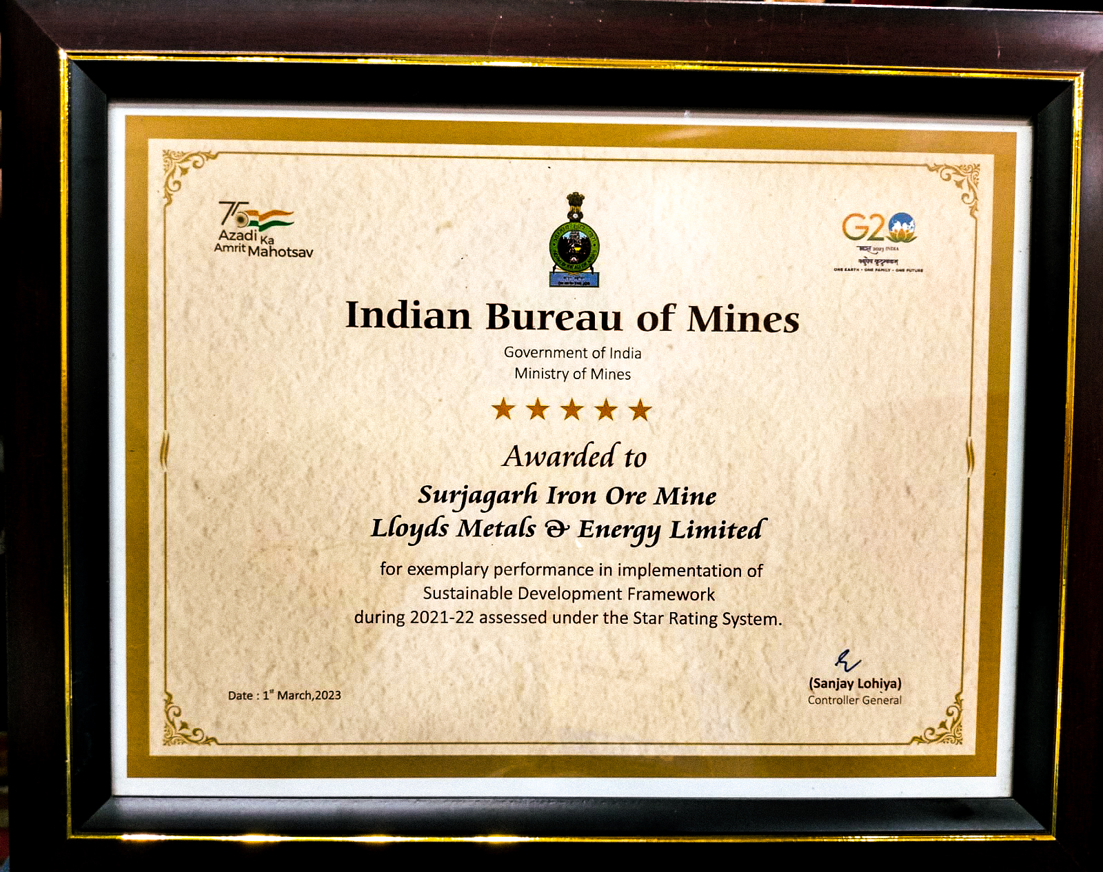 Certification From Indian Bureau of Mines - 2